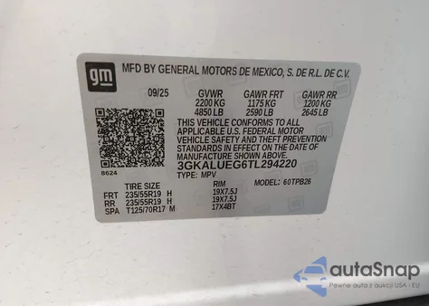 2026 GMC Terrain Awd Elevation z USA, uszkodzony, nr VIN 3GKALUEG6TL294220